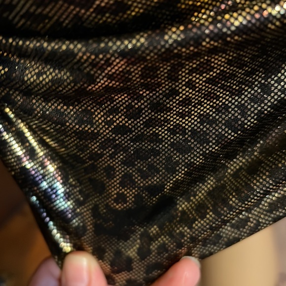 Bebe Addition metalic gold leopard print size XS raunch mini ddress - Picture 16 of 17